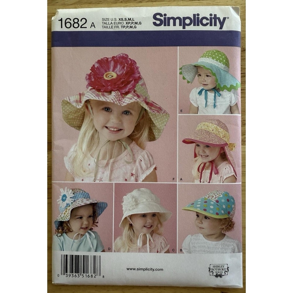 Simplicity Shirley Botsford Designs Pattern 1682 Child's‎ Hat In 4-Sizes XS-L UC